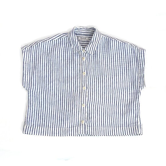 Madewell Striped Dolman Cropped Collared Button Up Shirt - Picture 4 of 13